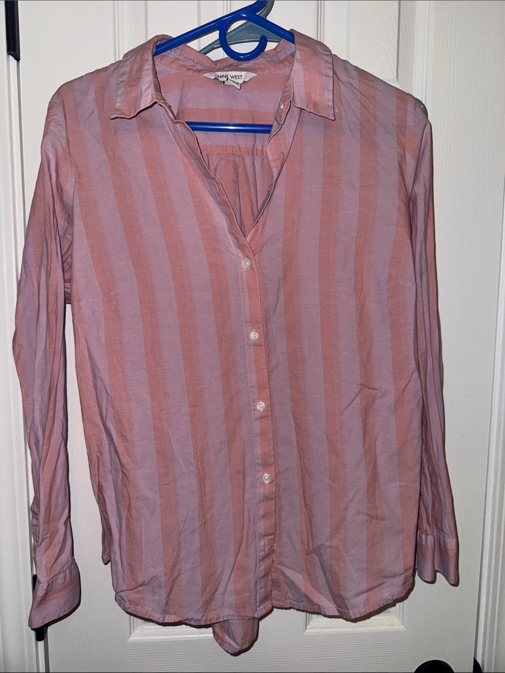 Nine West Pink and Light Pink Striped Men's Button-Down Shirt